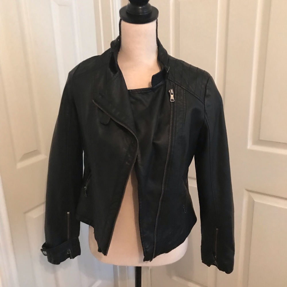 Modern Black Faux Leather Jacket